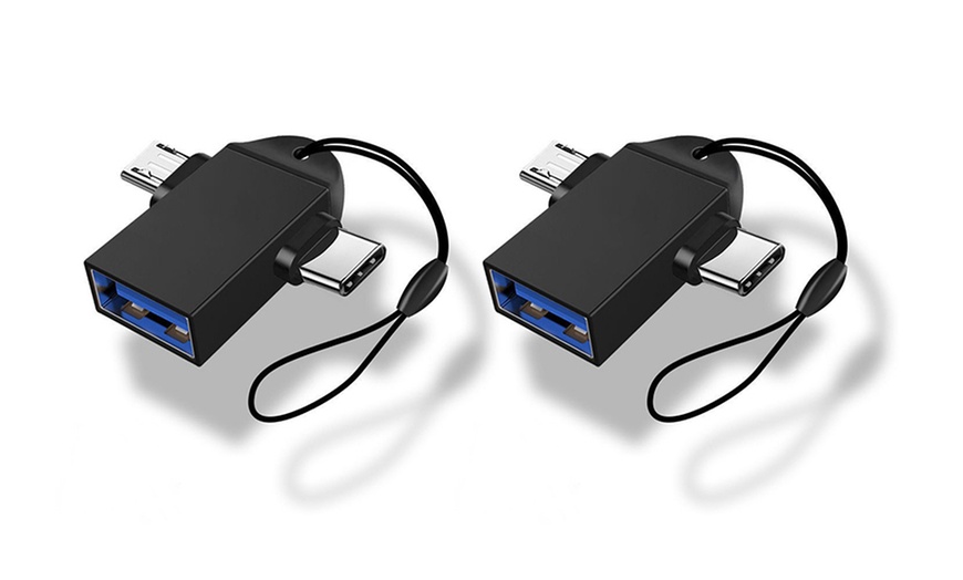 Image 6: One or Two Portable USB Type-C and Micro to USB 3.0 Converters