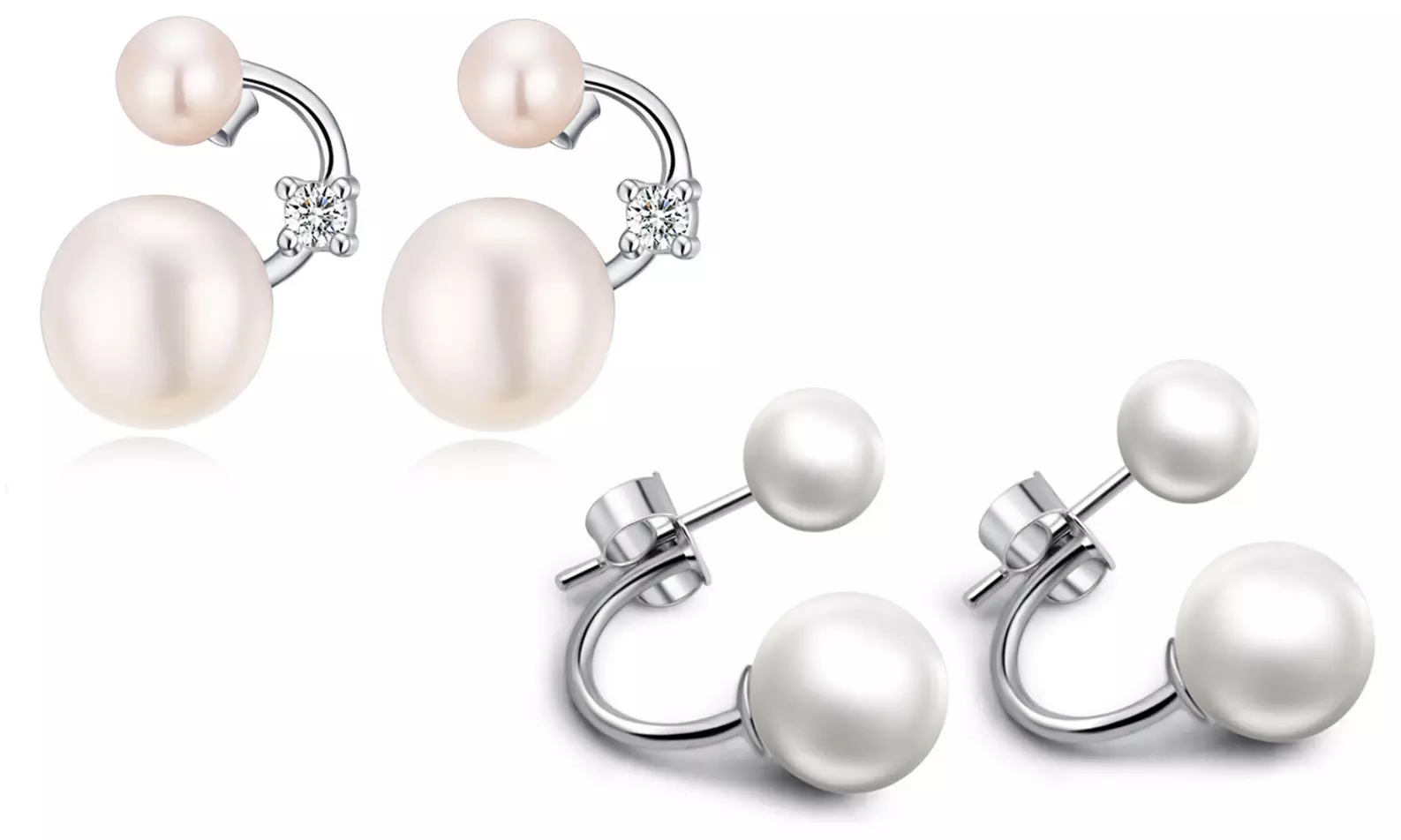 Van Amstel Silber Ohrringe mit Kristallen und Süßwasserperlen in dem Modell nach Wahl - Primary Image