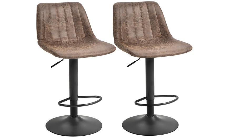 Image 7: HomCom Twin Set of Bar Stools