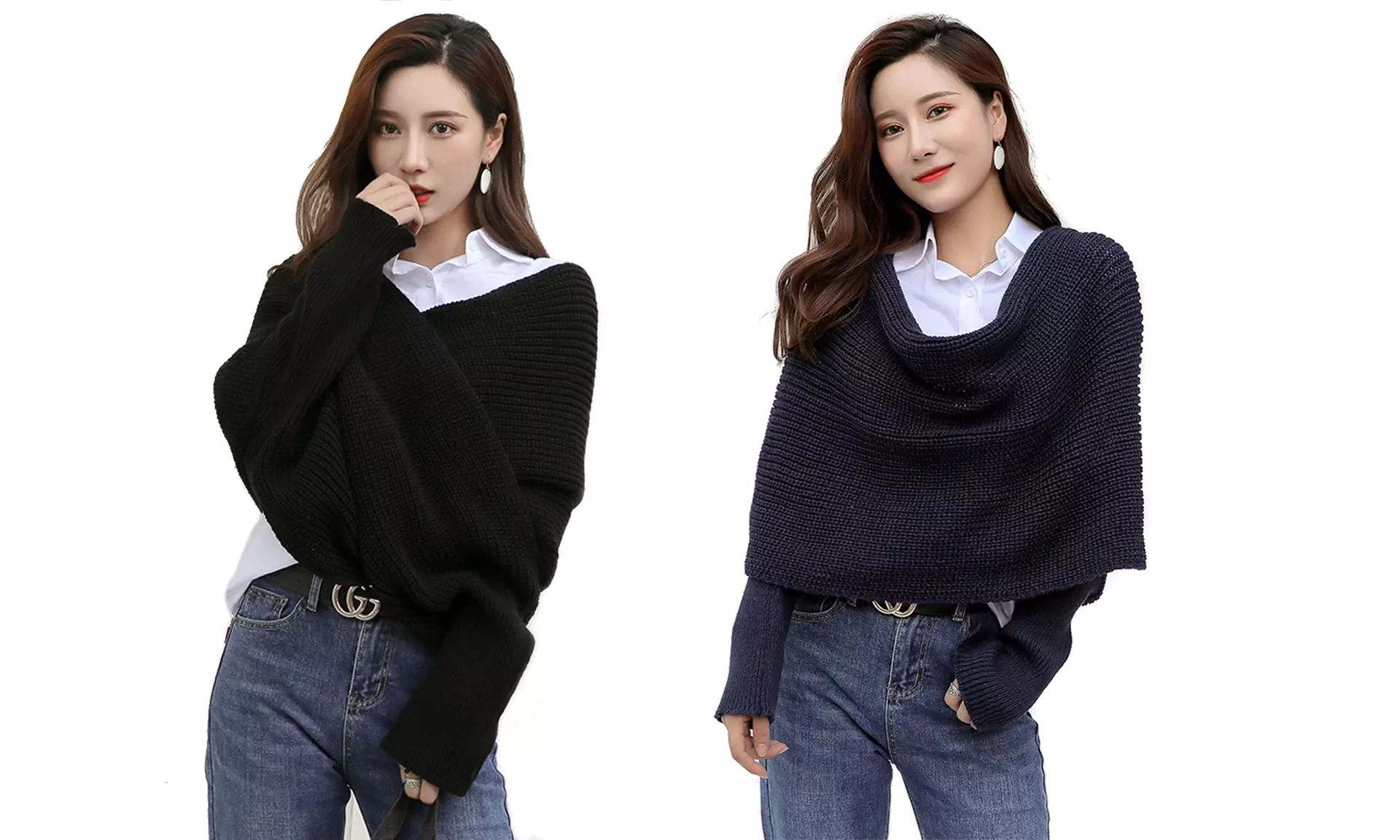 1x oder 2x Schal mit integrierten Ärmeln