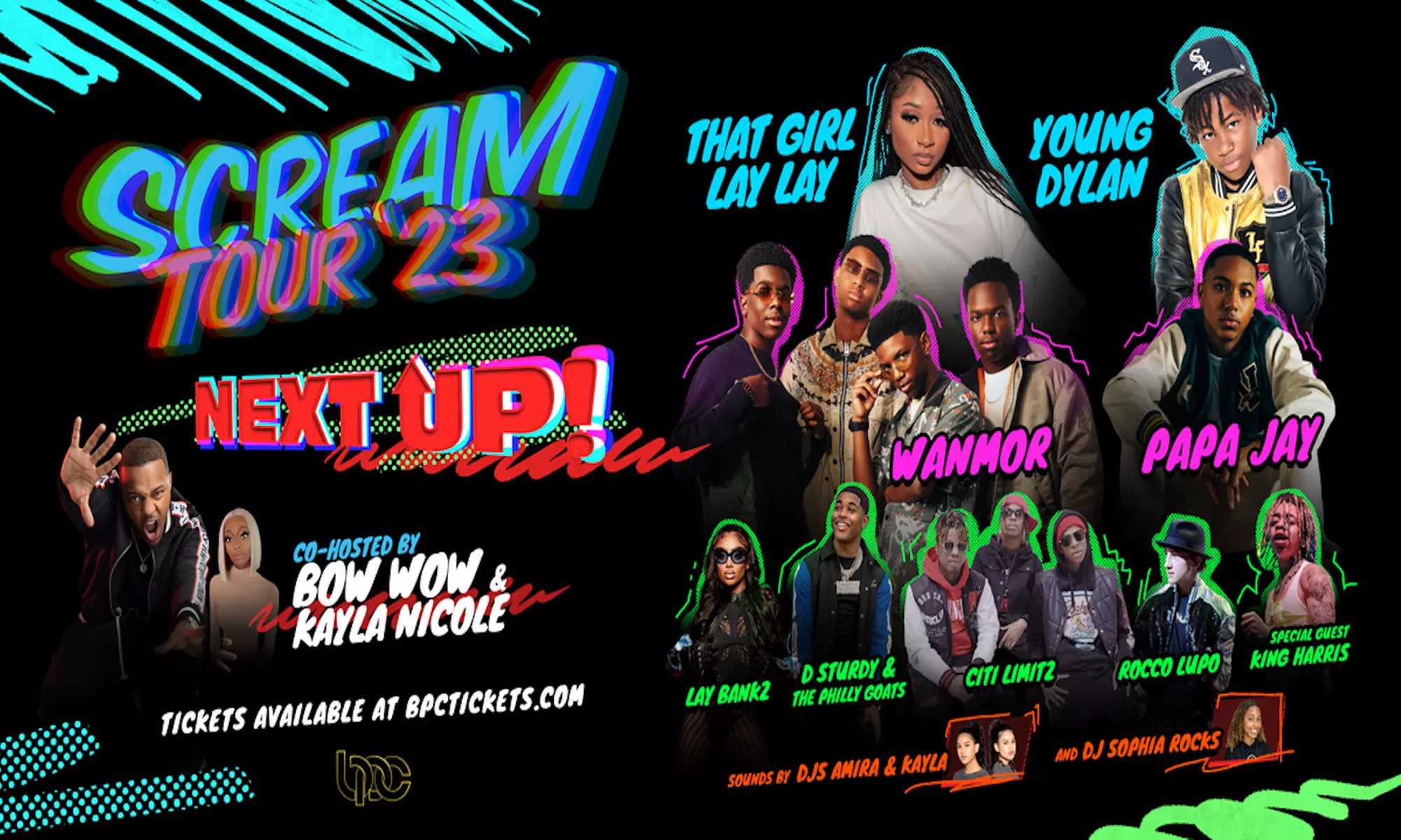Scream Tour '23: Next Up! Hosted by Bow Wow & Kayla Nicole W/ That Girl LAY LAY, Young Dylan & more on Aug. 18 at 8 p.m. - Primary Image