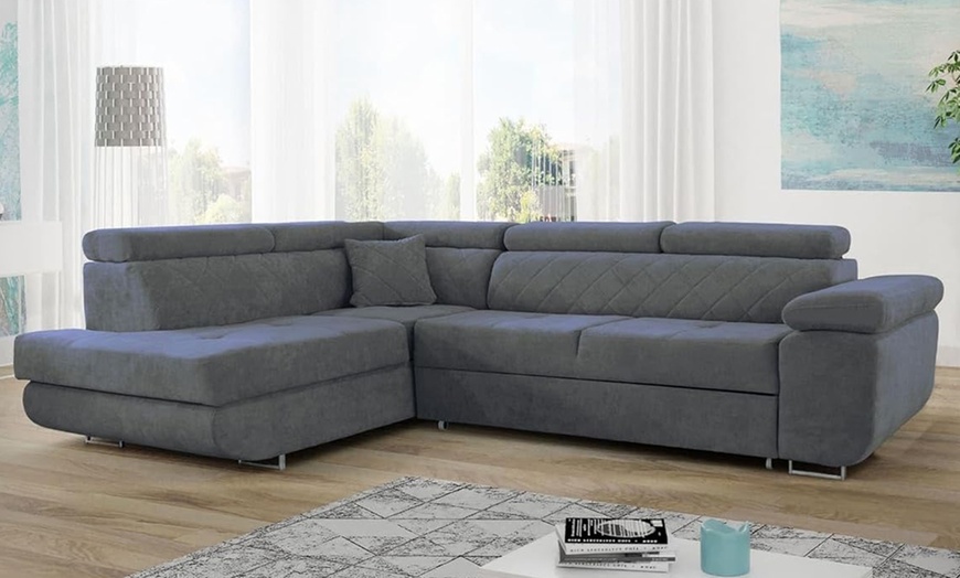 Image 3: Grey Corner Sofa Bed