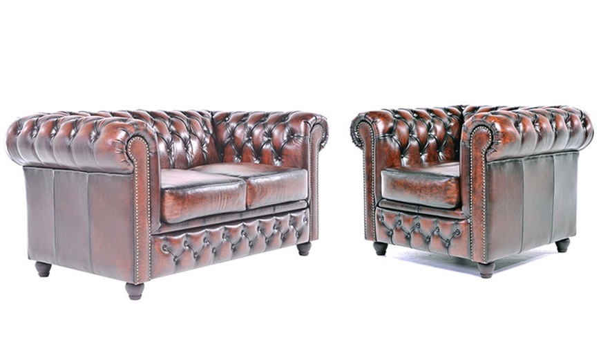 Image 42: Sofas Chesterfield en cuir authentiques 