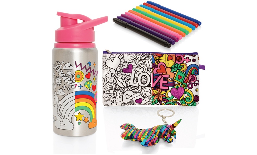 Image 6: Colour In Water Bottle and Pencil Case Set