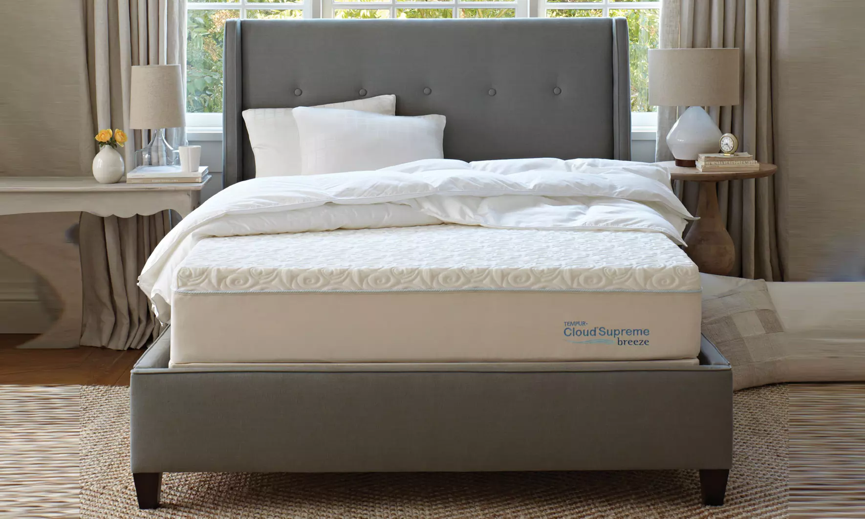Model Clearance: Tempur-Pedic Cloud Supreme Breeze 1.0 Mattress and $300 Visa Gift Card. Free White Glove Delivery. - Primary Image
