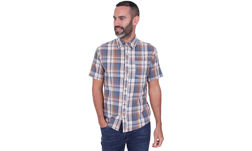 Image 4: Men's Short-Sleeve Checked Cotton Shirt