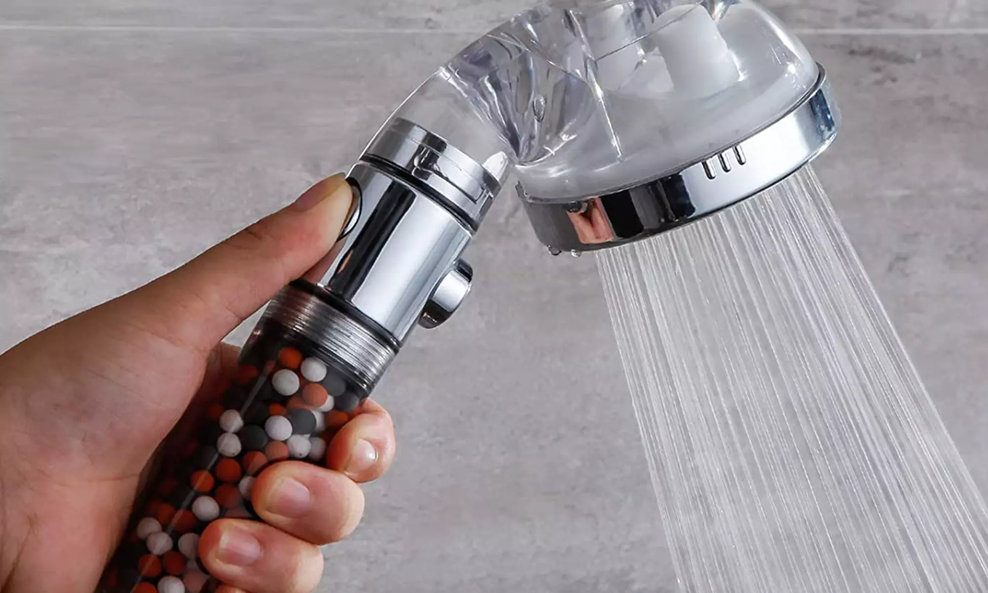 Pommeau de douche filtrant triple action 3 modes, avec 6 ou 12 recharges et flexible en option - Primary Image