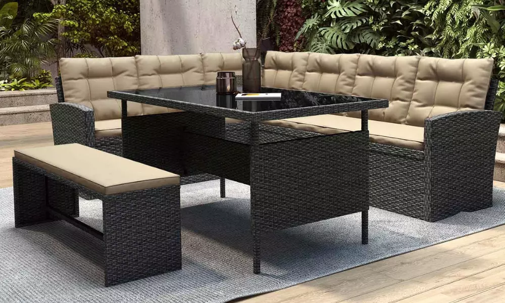 Salon de jardin Kocoon 8 places canapé d'angle, modèle "Oscar"