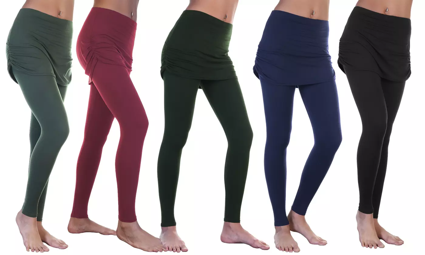 Angelina Women's Soft and Stretchy Mini Skirt Leggings (1- or 5-Pack). Plus Sizes Available. - Primary Image