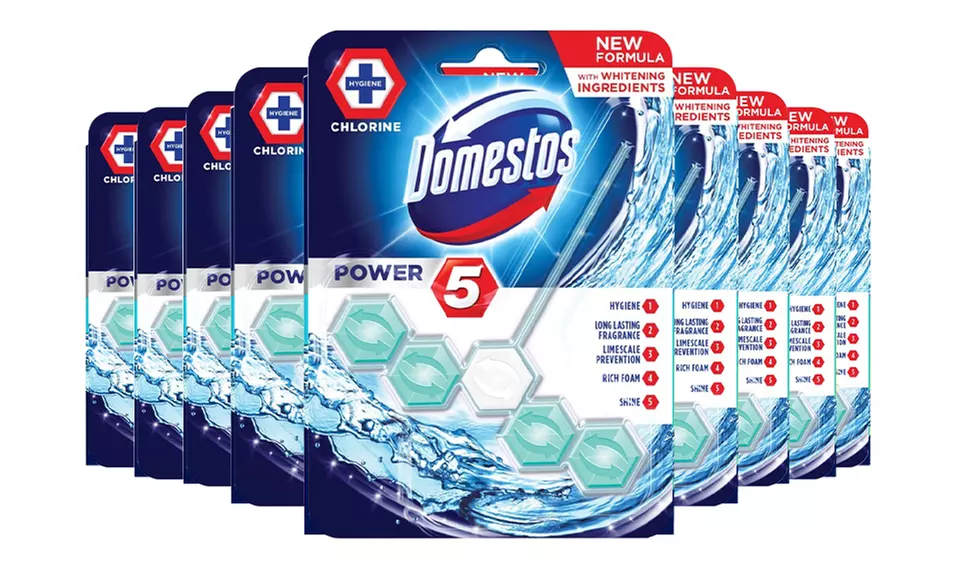 Lot de 9 packs de 5 blocs nettoyant WC "Power" de la marque Domestos - Second Medium