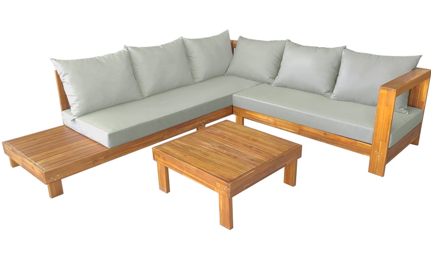 Image 9: Montana Five Seater Acacia Corner Sofa