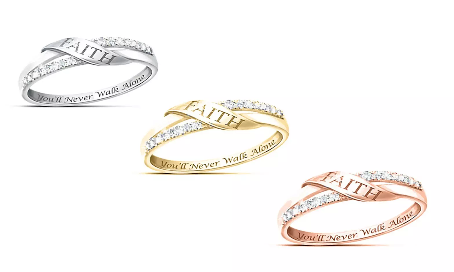 Engraved Faith You'll Never Walk Alone Ring Band