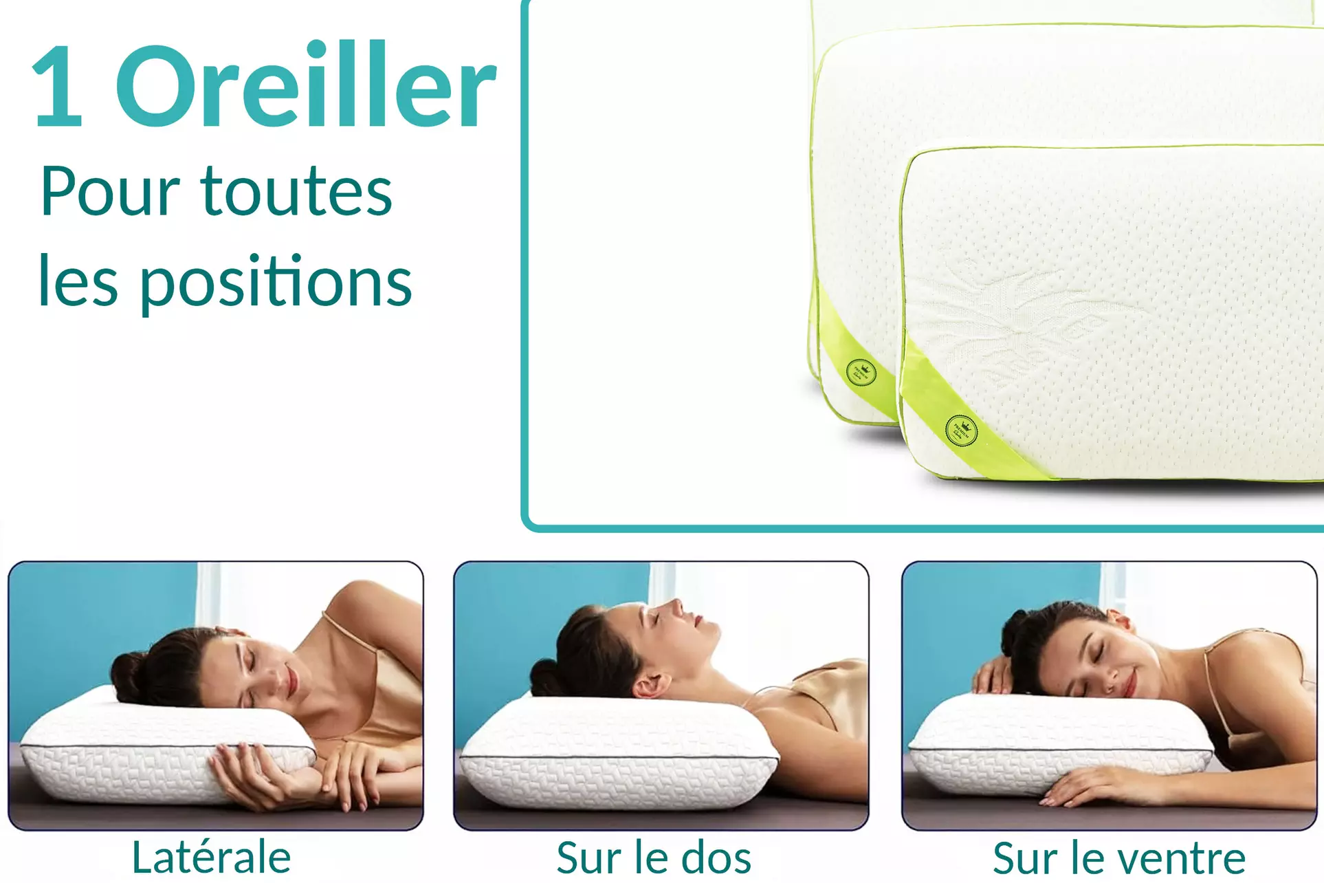 Oreillers "Sérénitex" à mémoire de forme perforée, pour une aération et une ventilation optimales de Sampur - Second Medium