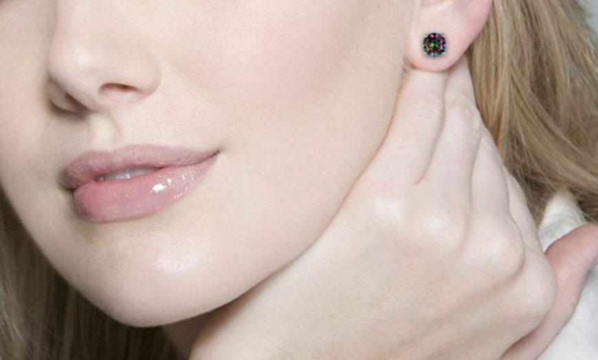 Image 4: Runde oder quadratische Ohrstecker mit Zirkonen