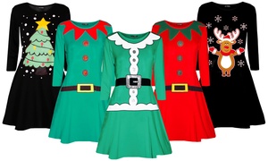  Christmas Printed Costume Swing Dress 