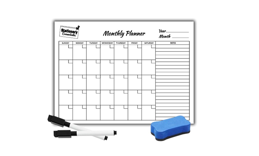 Image 1: Magnetic Monthly Planner White Board