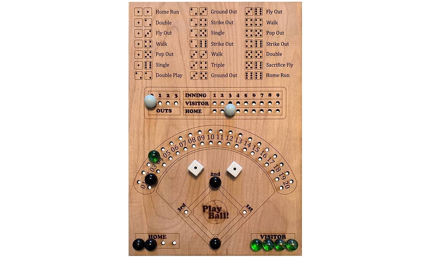 Image 3: Dice and Marble Baseball-Themed Wooden Board Game