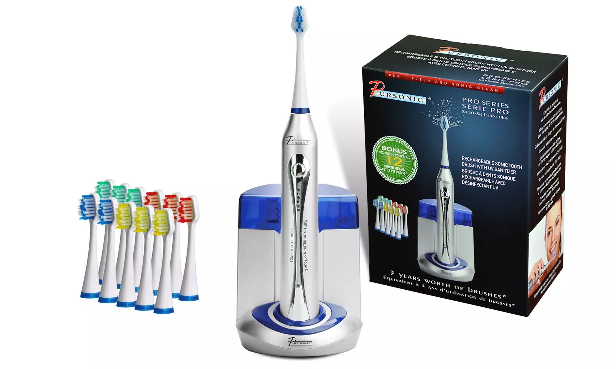 Pursonic S450SR Sonic Deluxe Rechargeable Toothbrush with UV Sanitizer - Primary Image