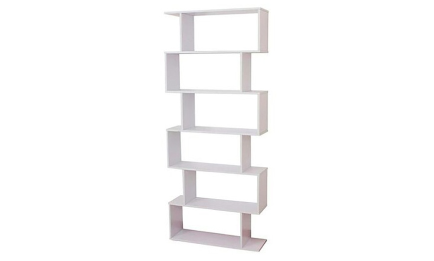 Image 6: Six-Shelf S-Shaped Bookshelf