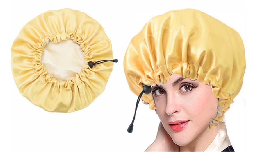 Image 3: Adjustable Satin Bonnet Night Sleep Cap