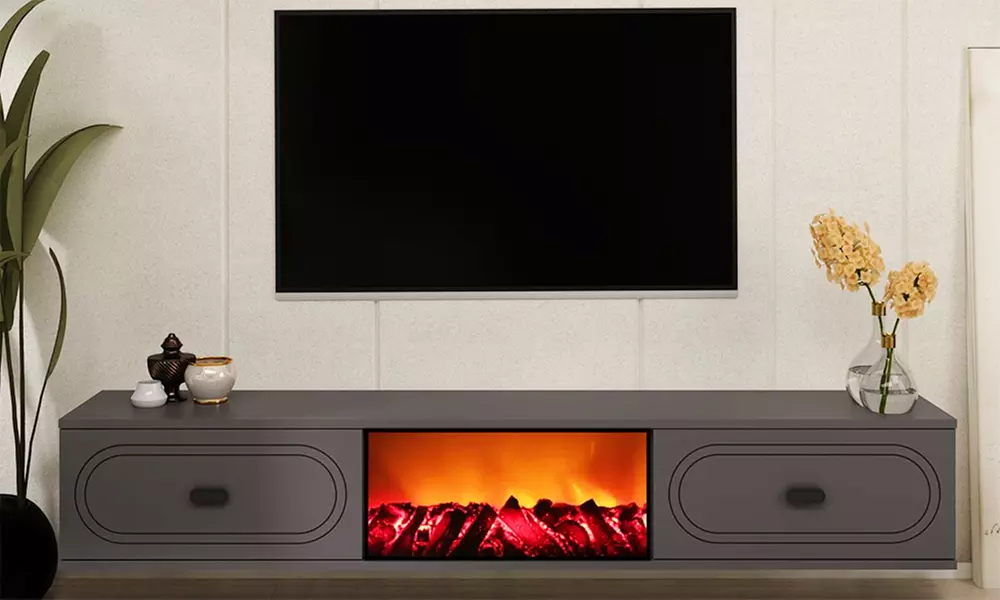 Meuble TV avec cheminée LED 150 cm Kocoon