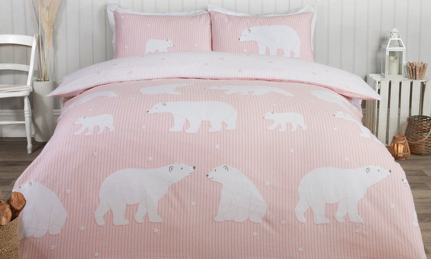 Image 4: Polar Bear Brushed Cotton Duvet Set