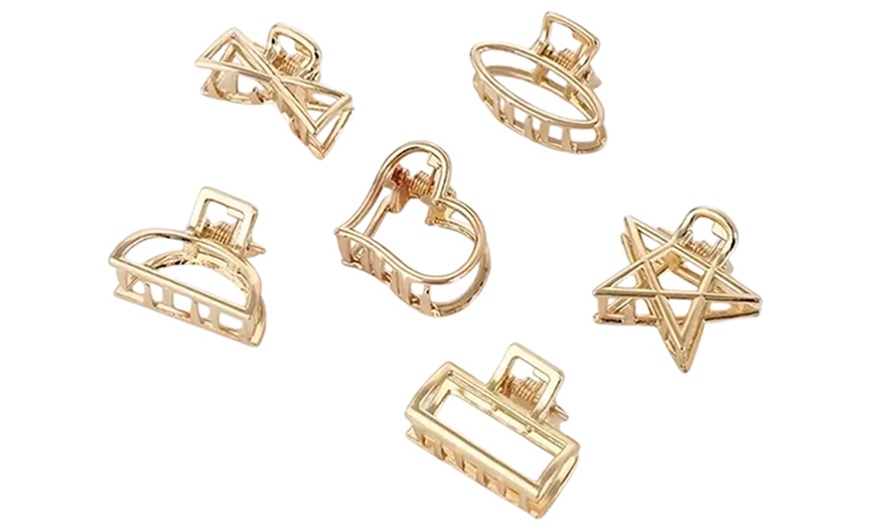 Image 2: Set of 6 Golden Geometric Hair Claw Clips 