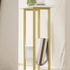 Image 4: HomCom Narrow Side Table, Chic White Marble-Effect Design