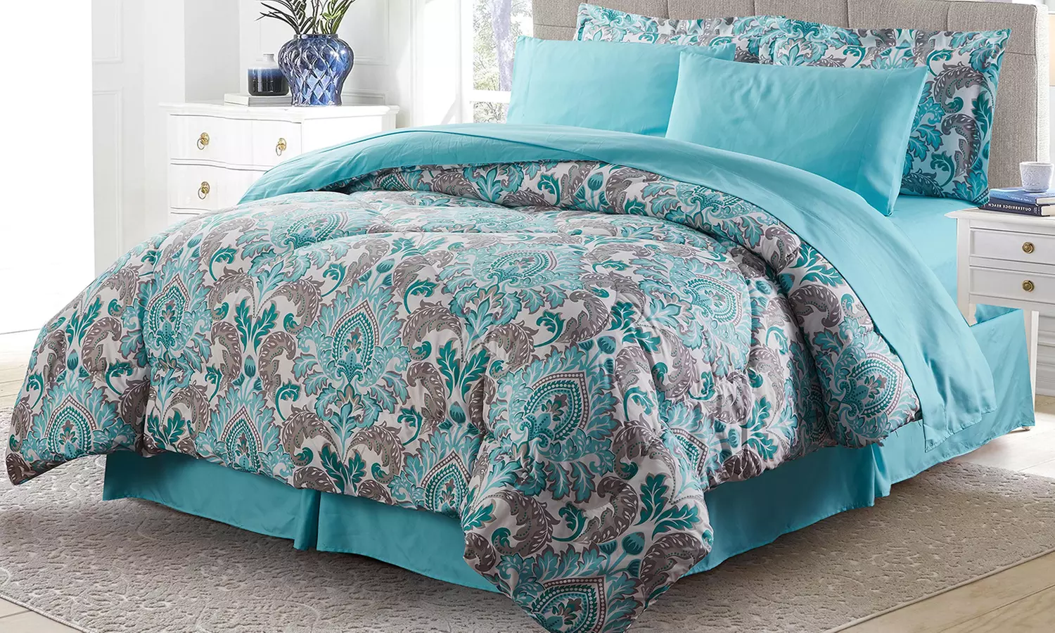 Bibb Home Microfiber Down Alternative Bed-in-a-Bag Set (8-Piece) - Second Medium