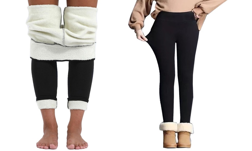 Image 2: Sherpa Lined Thermal Leggings