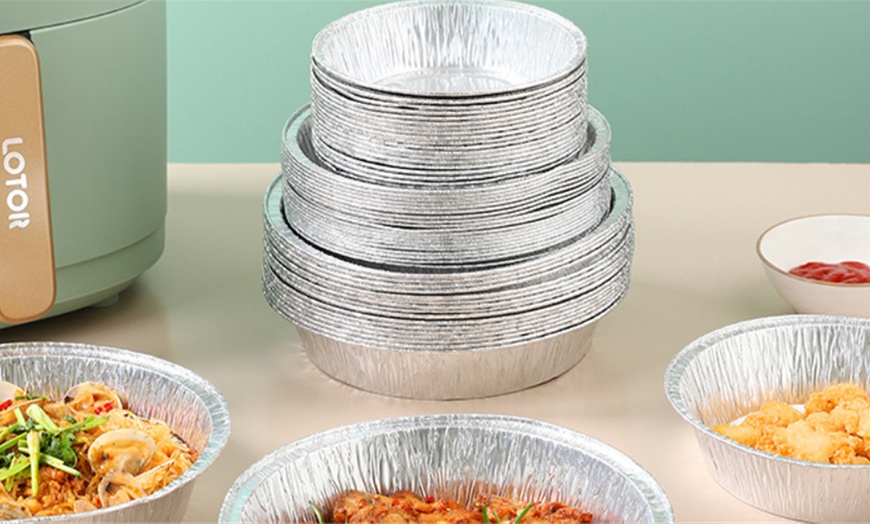 Image 4: 30 or 60 Round Air Fryer Aluminum Foil Pans