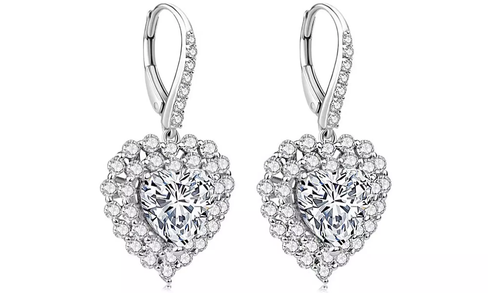 1, 2 ou 3 paires de boucles d'oreilles Love Heart ornées de cristaux Swarovski® - Primary Image