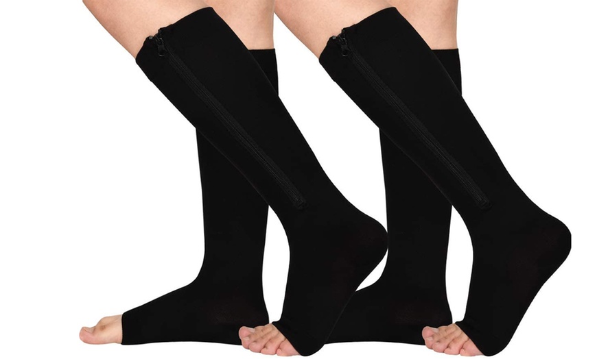 Image 7: One or Two Pairs of Open-Toe Compression Socks