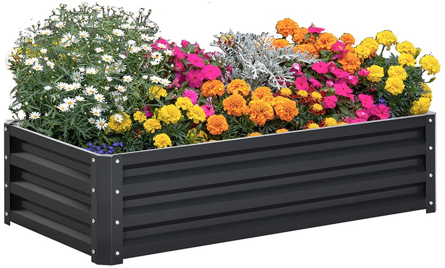 Image 7: Outsunny Galvanized Outdoor Planter