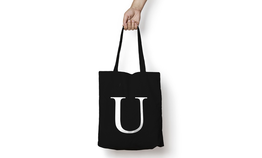 Image 22: Alphabet Letter Cotton Tote Bag