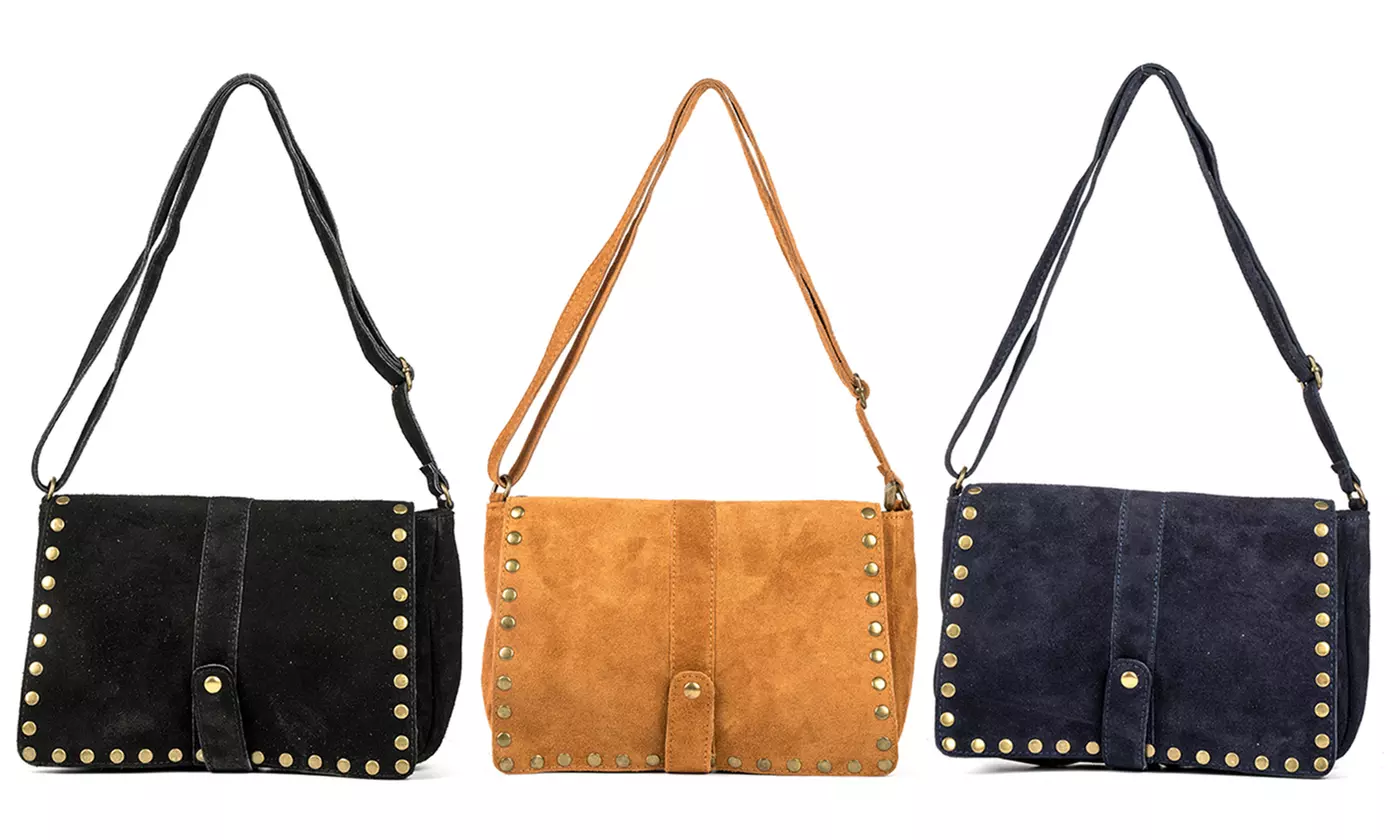 Sac bandoulière cuir à clou Carla Belotti, modèle Sandy - Primary Image