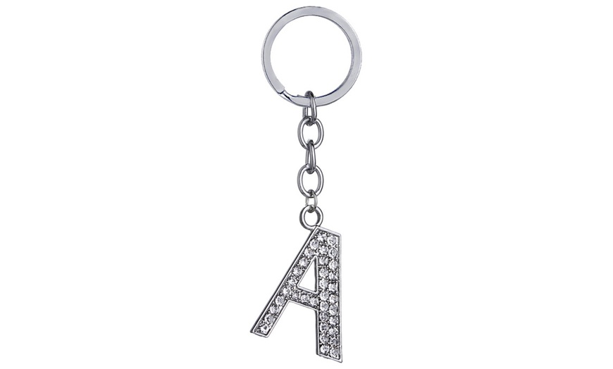 Image 2: Diamante Initial Letter Keychain