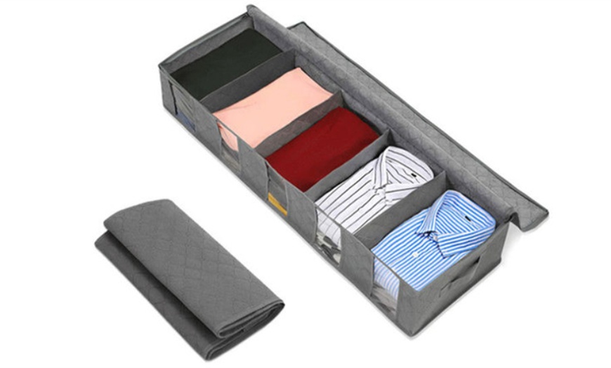 Image 2: Foldable Under-Bed Clothes Storage Organiser Box