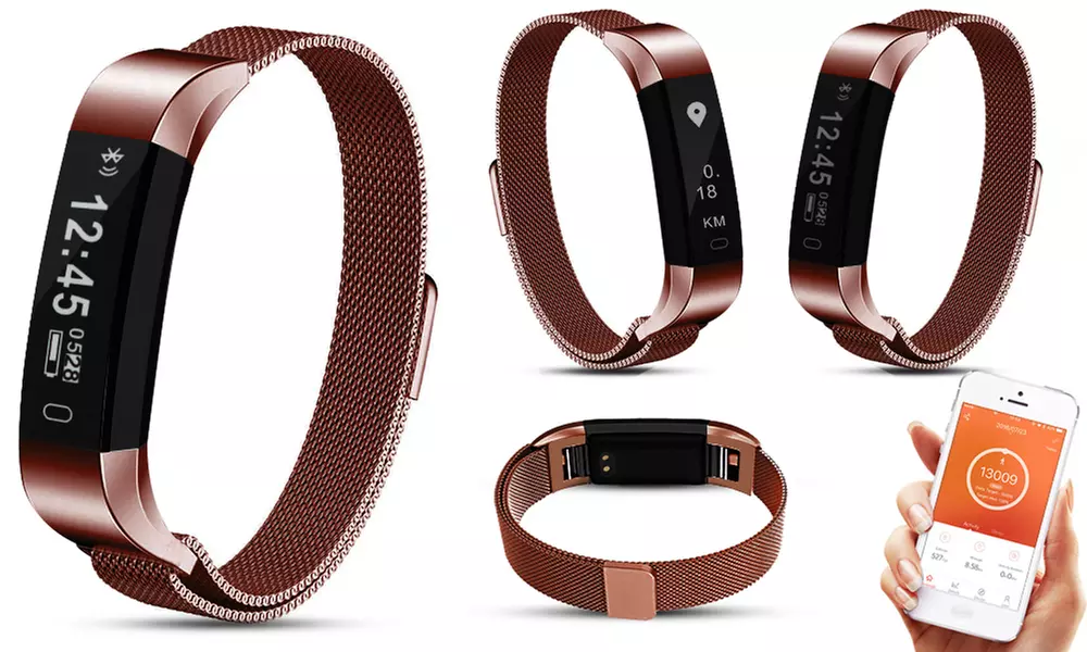 Fitness-Tracker oder Pulsmesser-Fitness-Tracker mit Metallarmband in der Farbe nach Wahl inkl. Versand - Second Medium