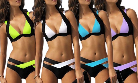 Bikini bicolore effet push-up