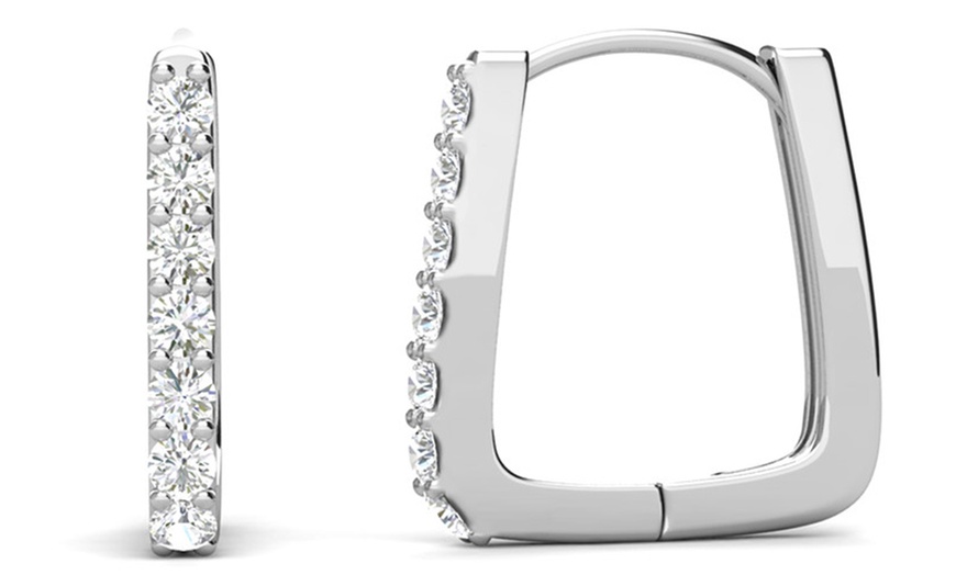 Image 3: 925 Sterling Silver Moissanite Diamond Hoop Earrings