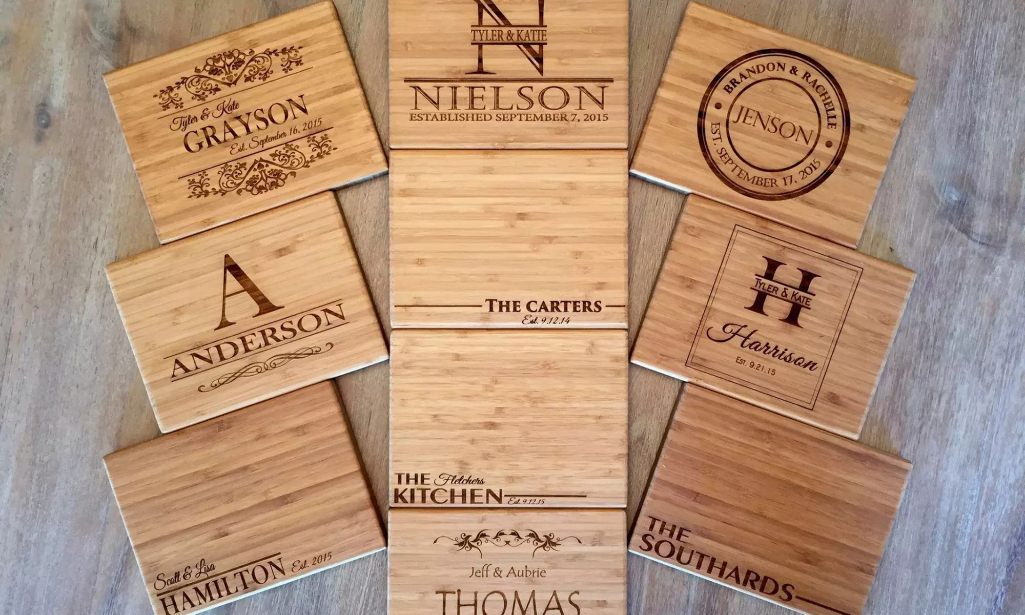 Two or Three 6"x8" Personalized Bamboo Cutting Boards from Qualtry (Up to 75% Off)  - Primary Image