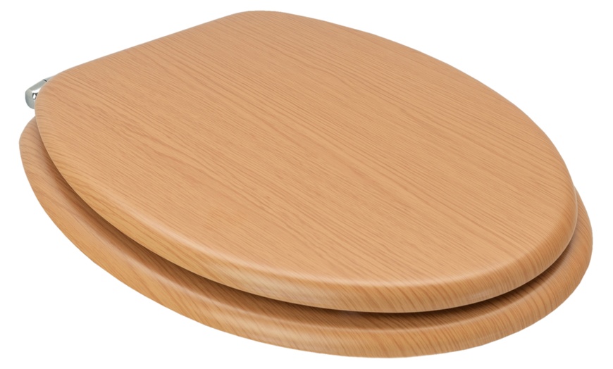 Image 12: Soft-Close Wooden Toilet Seat