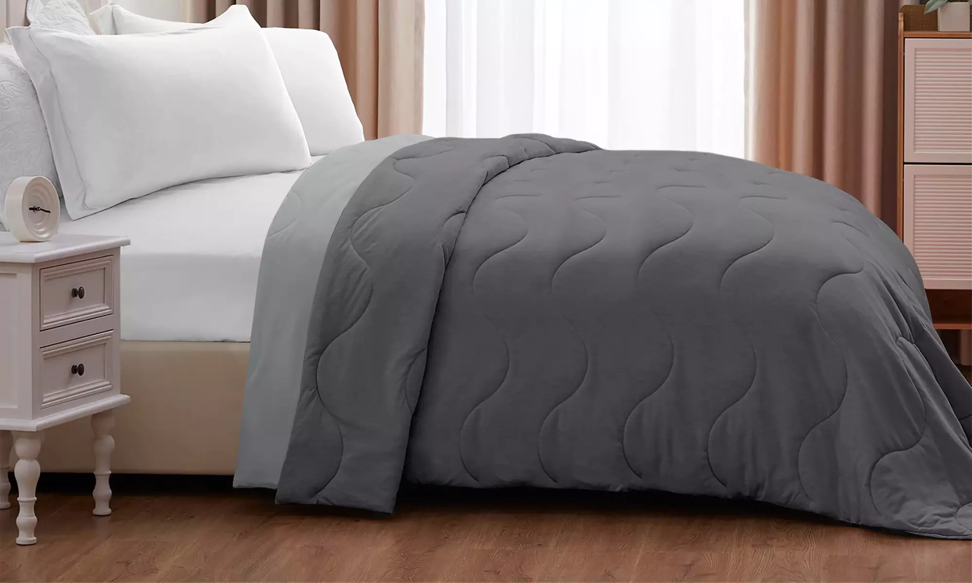 Coperta trapuntata double face con design reversibile