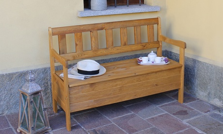 Panca in legno di pino con contenitore