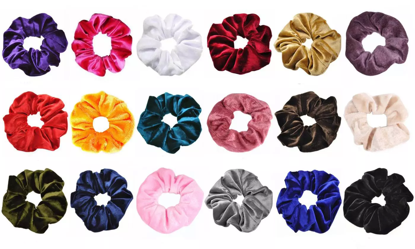 Hair Scrunchies Velvet Elastics Hair Bands Scrunchy Hair Tie (18-Pack) - Second Medium