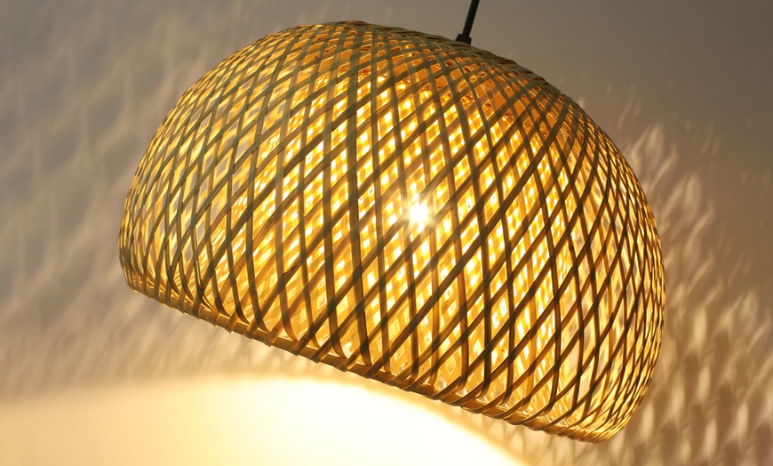 Image 5: Traditional Woven Rattan Floor Lamp