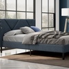 Image 10: Letto imbottito in tessuto con doghe in legno e vano contenitore