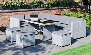 Garden Vida Nine-Seat Belgrave Rattan-Effect Dining Set