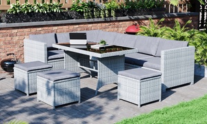 Garden Vida Nine-Seat Belgrave Rattan-Effect Dining Set